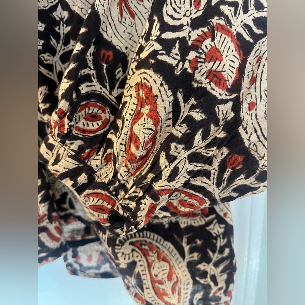 Emerson Fry Black Paisley Print Peasant Blouse - Picture 5 of 8